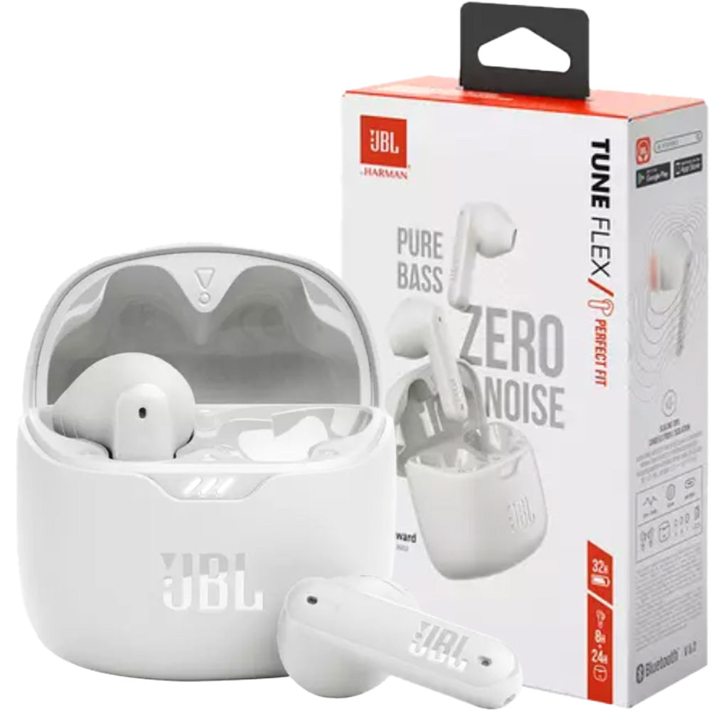 JBL Tune Flex Earbuds - White - New